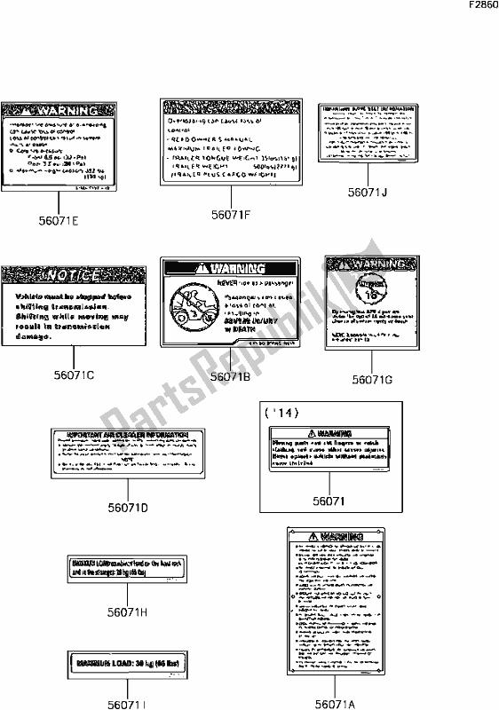 All parts for the E-11labels(as) of the Kawasaki KVF 300 2017