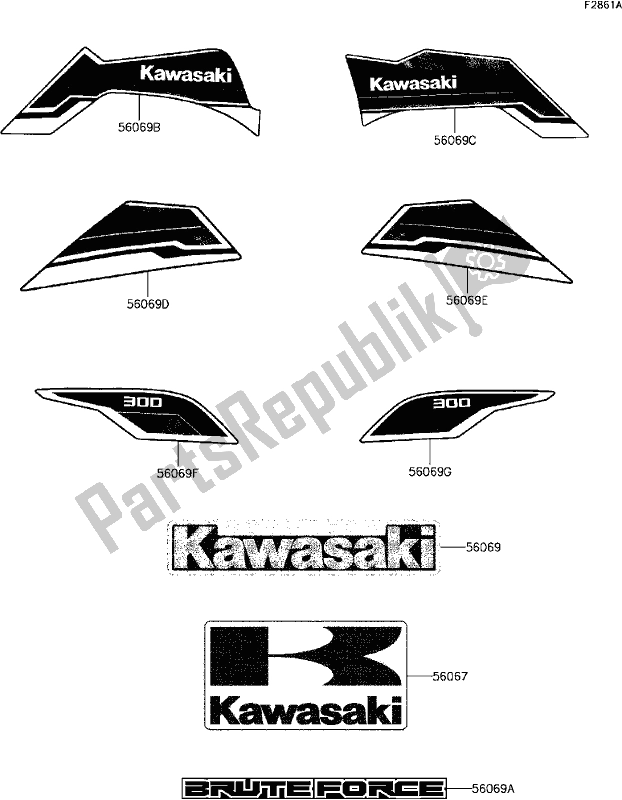 Todas las partes para E-14decals(white)(cff)(eu) de Kawasaki KVF 300 2017
