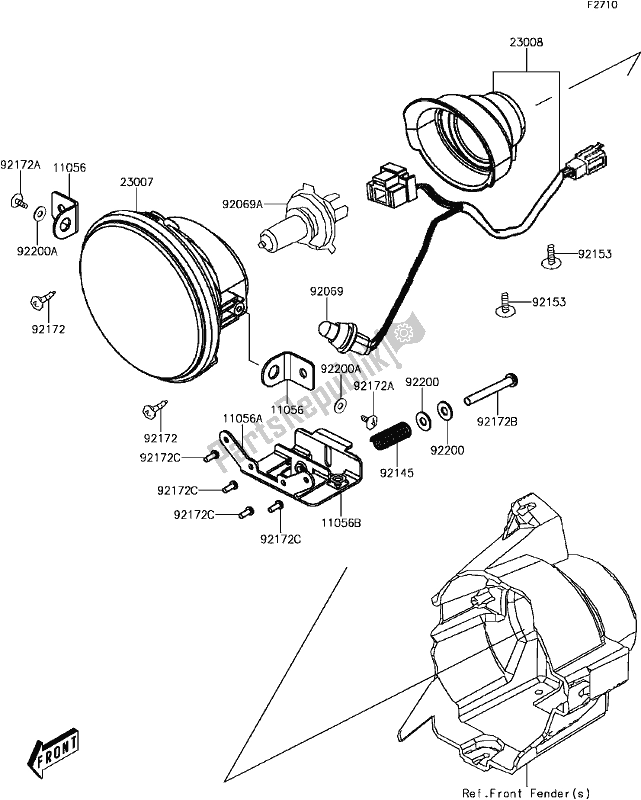 All parts for the E-7 Headlight(s) of the Kawasaki KVF 300 2017