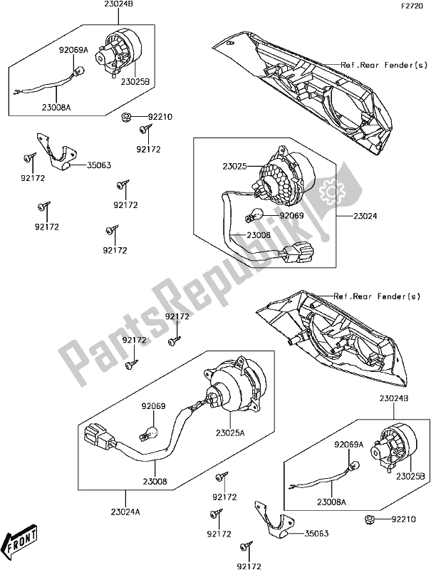 All parts for the E-8 Taillight(s) of the Kawasaki KVF 300 2017