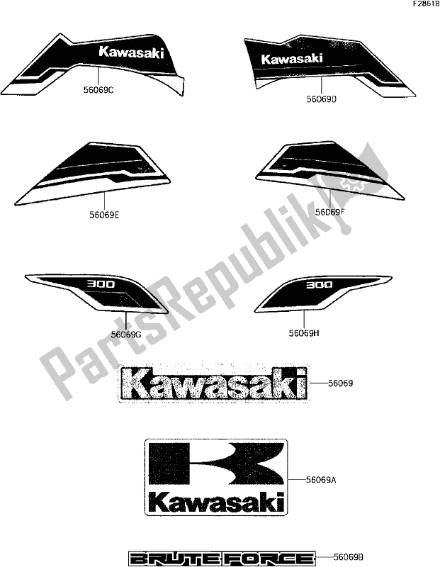 All parts for the F-3 Decals(black)(cff) of the Kawasaki KVF 300 2017