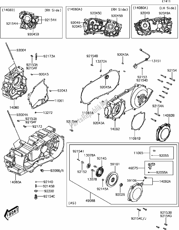 All parts for the B-13crankcase(2/2) of the Kawasaki KVF 300 Brute Force 2017