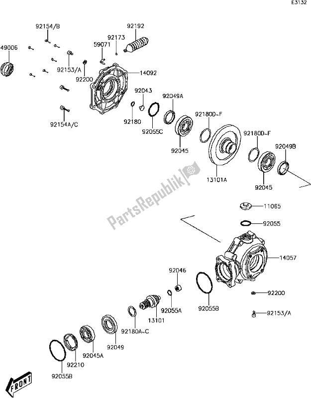 All parts for the C-10drive Shaft/final Gear of the Kawasaki KVF 300 Brute Force 2017