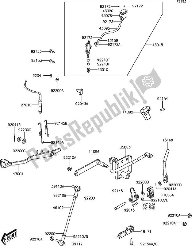 All parts for the D-13rear Master Cylinder(1/2) of the Kawasaki KVF 300 Brute Force 2017