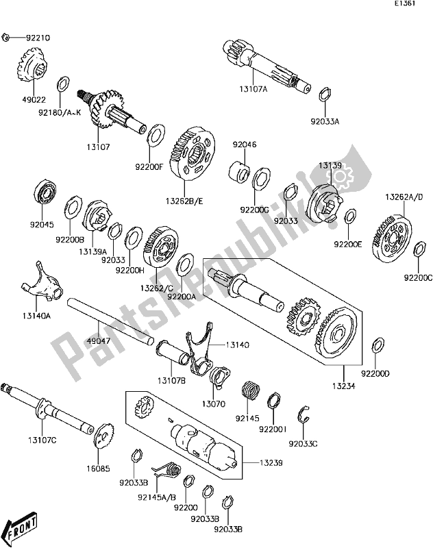 Alle onderdelen voor de B-10transmission(2/2) van de Kawasaki KVF 300 Brute Force 2018