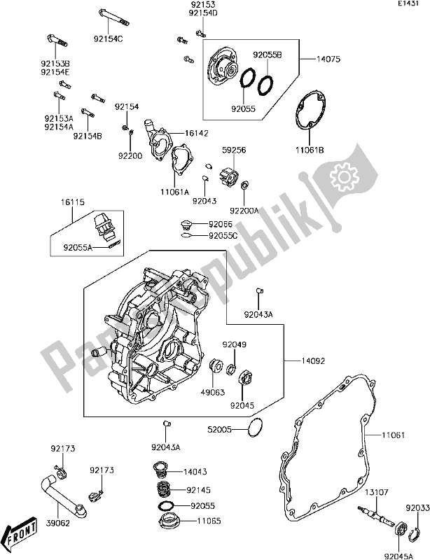 All parts for the B-14engine Cover(s) of the Kawasaki KVF 300 Brute Force 2018