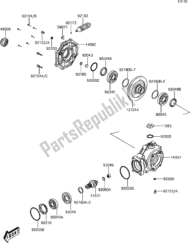 All parts for the C-10drive Shaft/final Gear of the Kawasaki KVF 300 Brute Force 2018