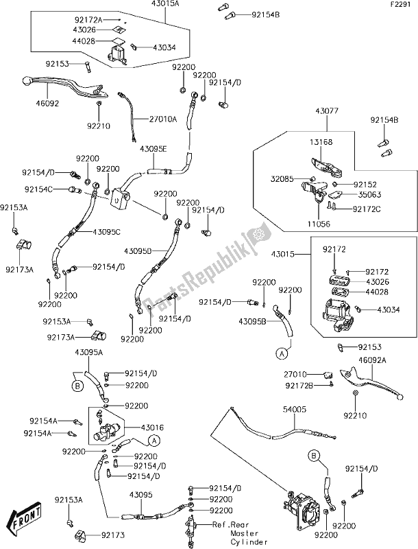 Toutes les pièces pour le D-12front Master Cylinder du Kawasaki KVF 300 Brute Force 2018