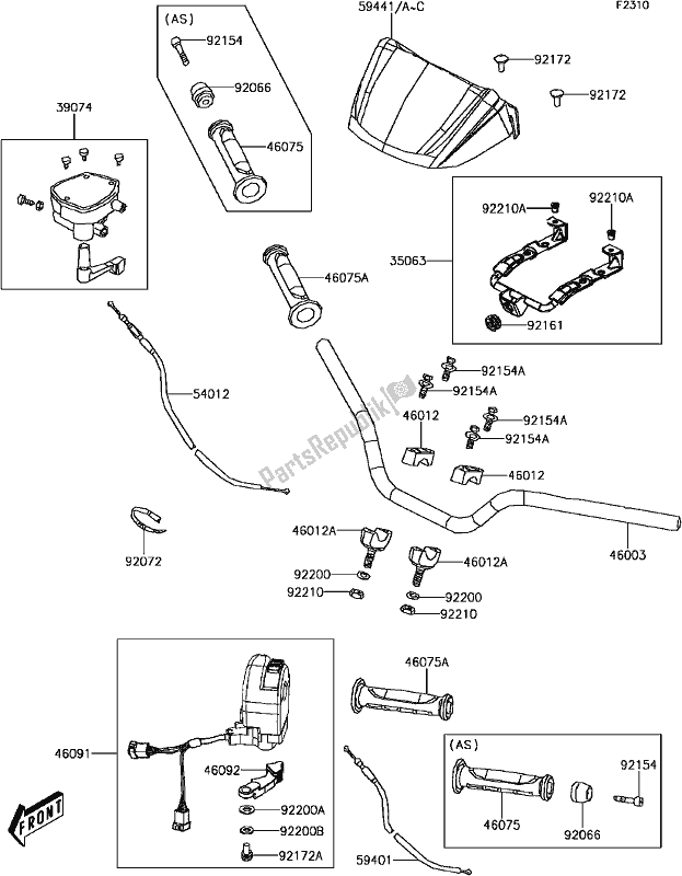 Wszystkie części do E-3 Handlebar Kawasaki KVF 300 Brute Force 2018