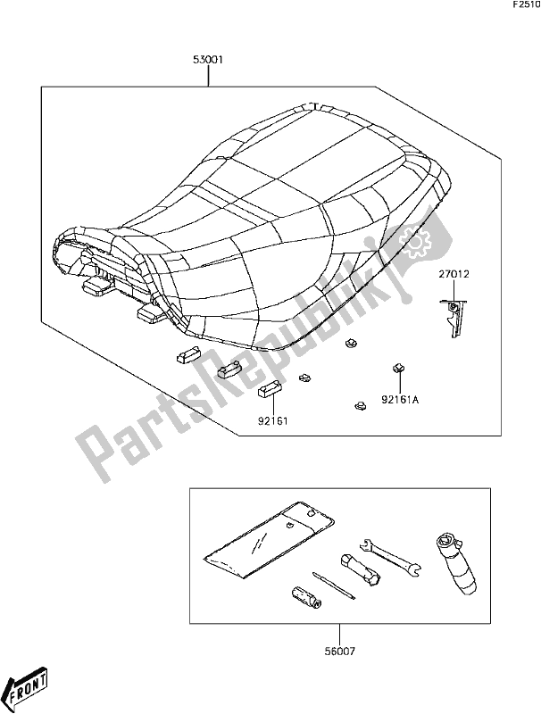 All parts for the E-5 Seat of the Kawasaki KVF 300 Brute Force 2018