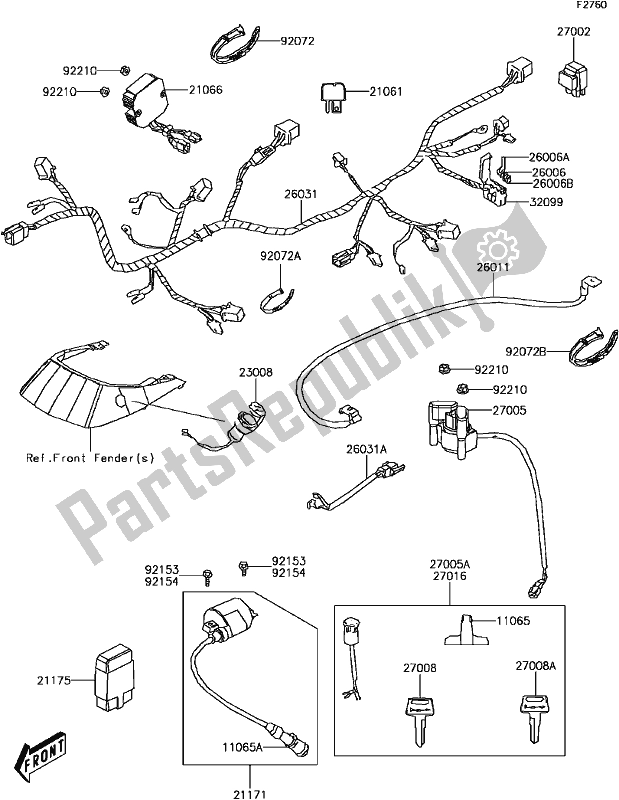 All parts for the E-9 Chassis Electrical Equipment of the Kawasaki KVF 300 Brute Force 2018