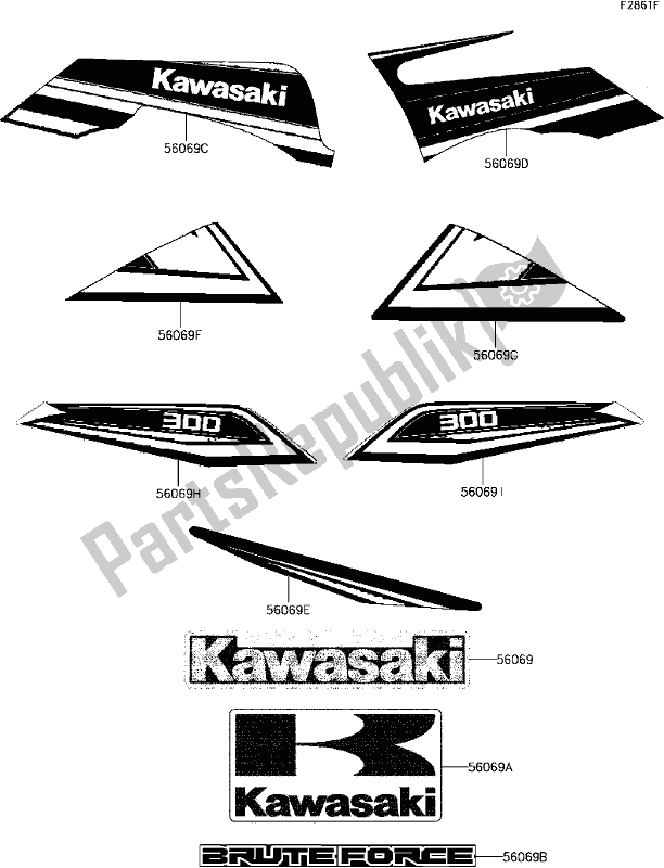 Alle onderdelen voor de F-7 Decals(green)(chf) van de Kawasaki KVF 300 Brute Force 2018