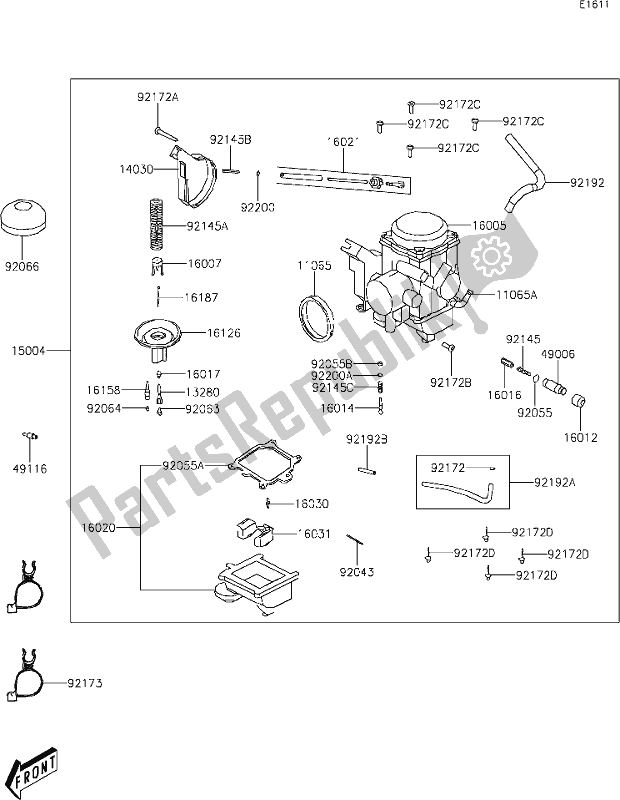 Todas as partes de 10-1carburetor do Kawasaki KVF 300 Brute Force 2020