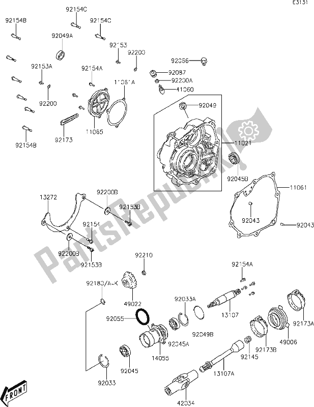 Alle onderdelen voor de 13-1front Bevel Gear van de Kawasaki KVF 300 Brute Force 2020