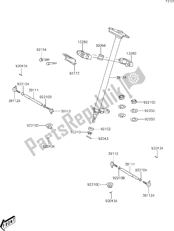 Todas las partes para 16 Steering Shaft de Kawasaki KVF 300 Brute Force 2020