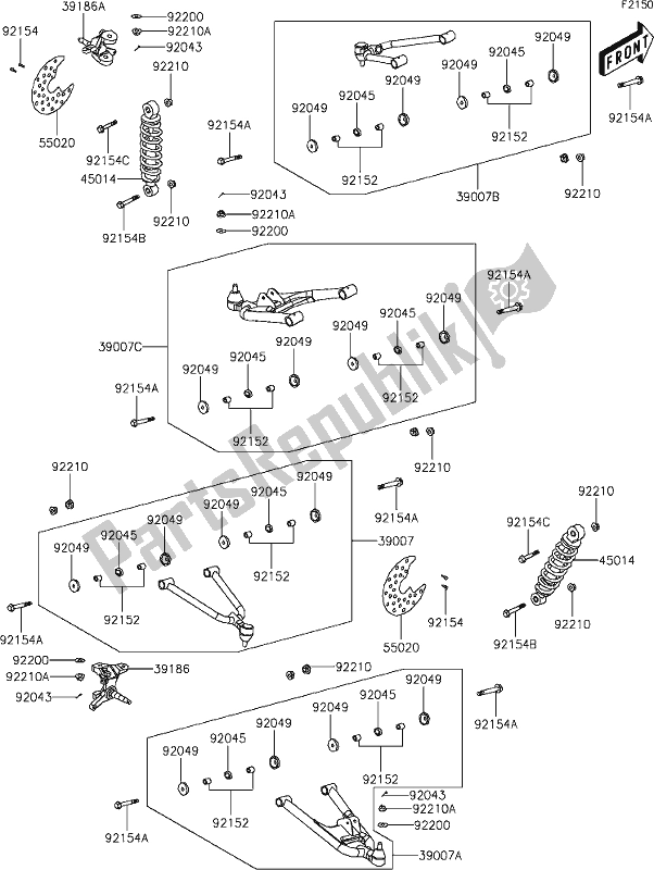 Todas las partes para 18 Suspension de Kawasaki KVF 300 Brute Force 2020