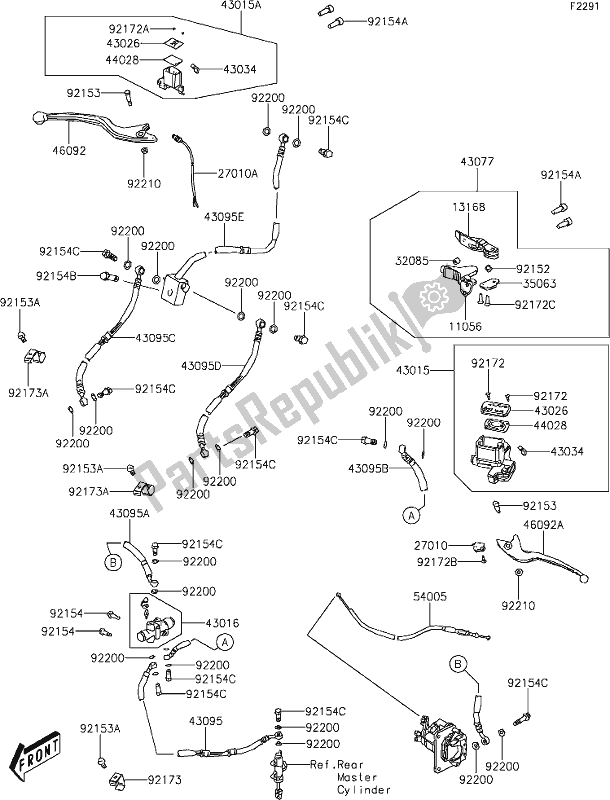 Wszystkie części do 23 Front Master Cylinder Kawasaki KVF 300 Brute Force 2020