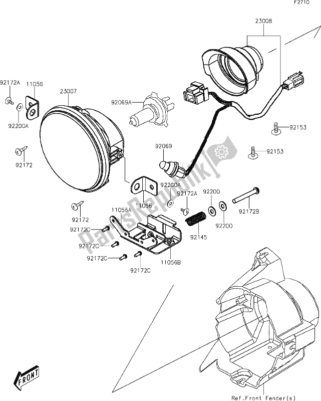 All parts for the 29 Headlight(s) of the Kawasaki KVF 300 Brute Force 2020