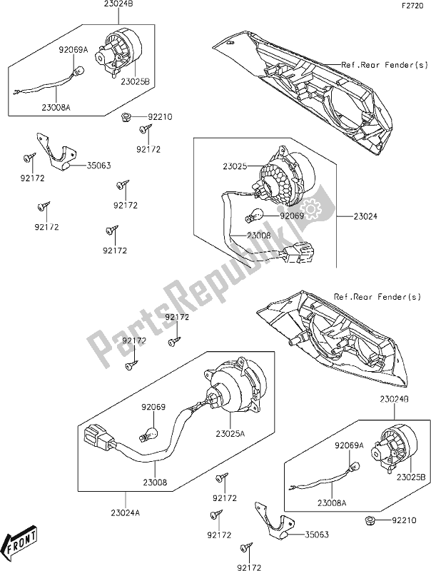 All parts for the 30 Taillight(s) of the Kawasaki KVF 300 Brute Force 2020