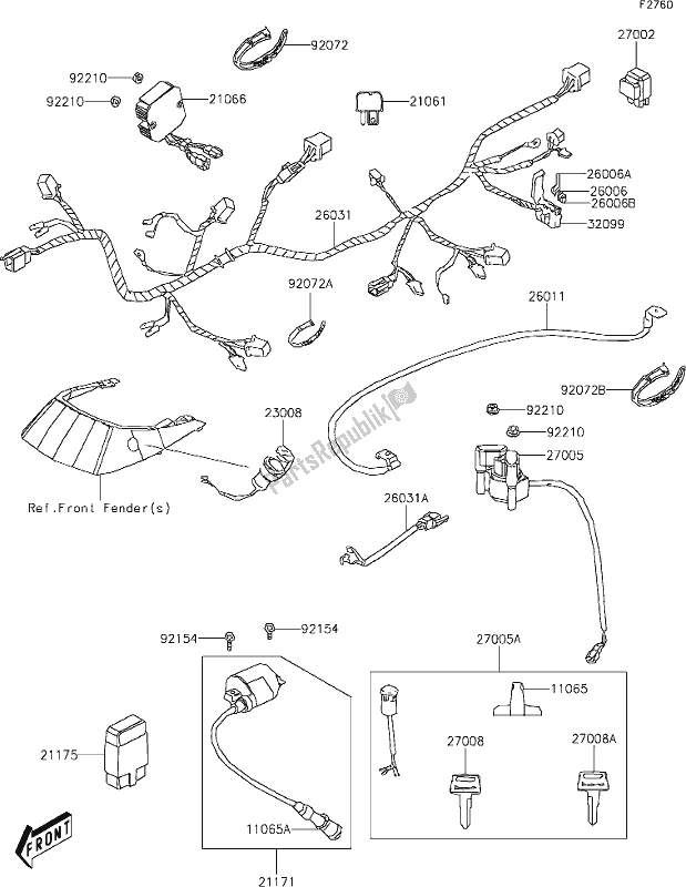 All parts for the 31 Chassis Electrical Equipment of the Kawasaki KVF 300 Brute Force 2020