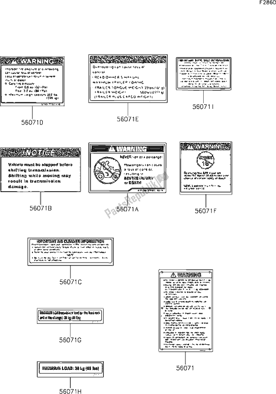 All parts for the 33 Labels of the Kawasaki KVF 300 Brute Force 2020