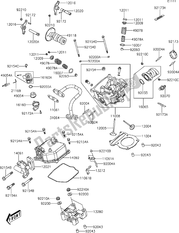 Todas las partes para 1 Cylinder Head de Kawasaki KVF 300 Brute Force 2021