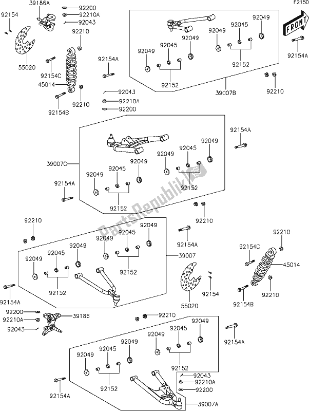 Toutes les pièces pour le 18 Suspension du Kawasaki KVF 300 Brute Force 2021