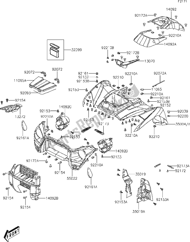 Todas las partes para 19 Front Fender(s) de Kawasaki KVF 300 Brute Force 2021