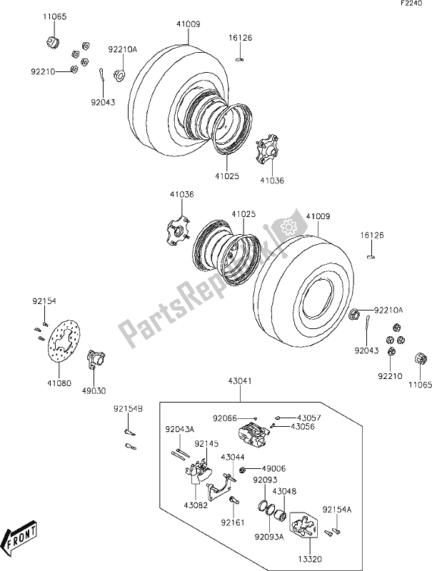 Tutte le parti per il 22 Rear Hub del Kawasaki KVF 300 Brute Force 2021