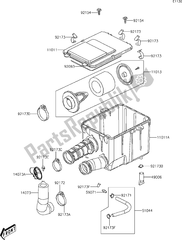 Tutte le parti per il 3 Air Cleaner del Kawasaki KVF 300 Brute Force 2021