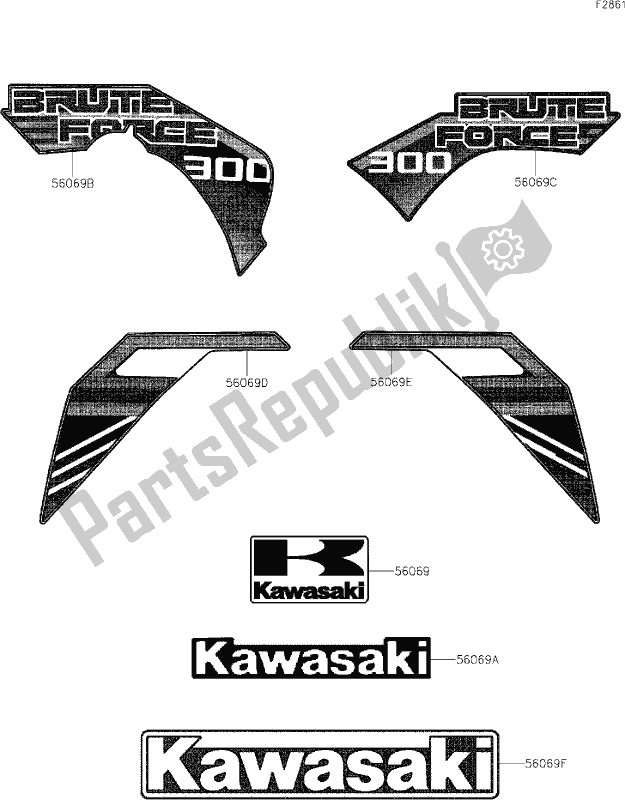 Wszystkie części do 34 Decals(white) Kawasaki KVF 300 Brute Force 2021