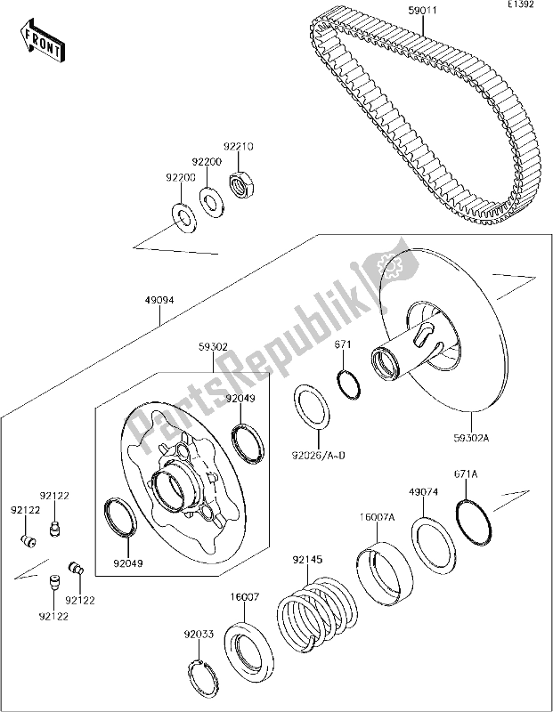 Todas las partes para 11 Driven Converter/drive Belt de Kawasaki KVF 750 Brute Force 4X4 I 2017