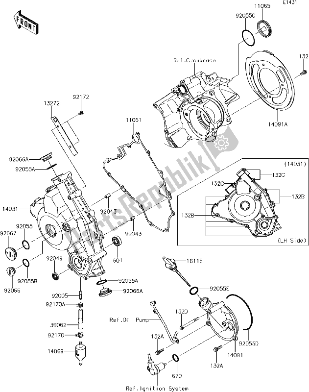 All parts for the 14 Engine Cover(s) of the Kawasaki KVF 750 Brute Force 4X4 I 2017