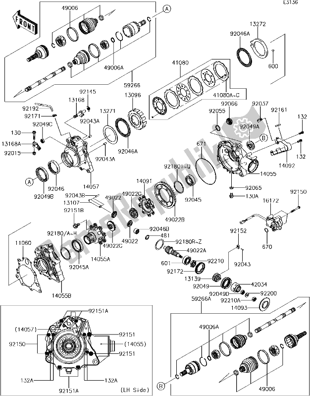 All parts for the 25 Drive Shaft-front of the Kawasaki KVF 750 Brute Force 4X4 I 2017