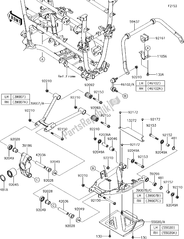 All parts for the 33 Rear Suspension of the Kawasaki KVF 750 Brute Force 4X4 I 2017