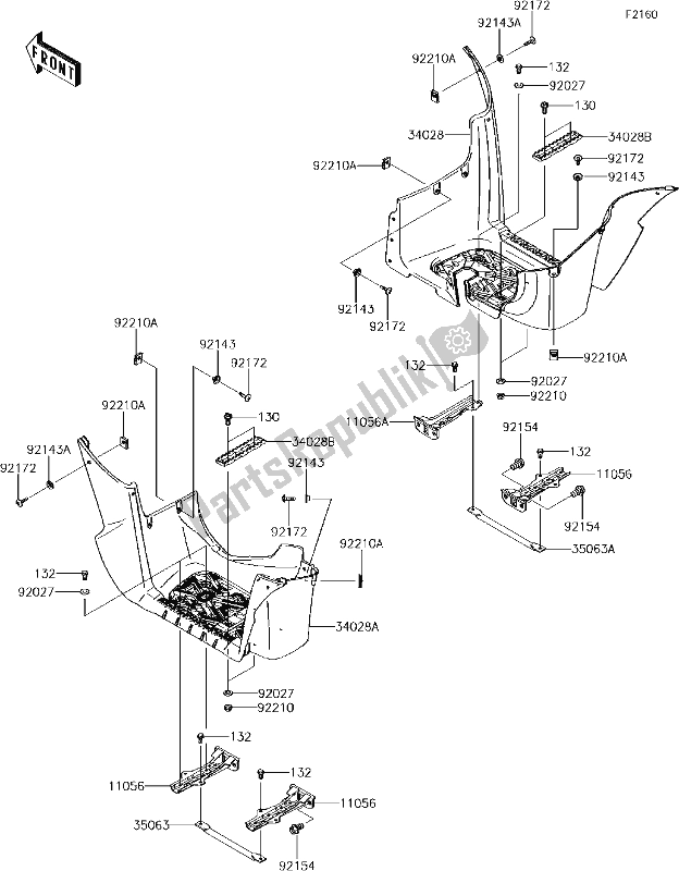 Tutte le parti per il 34 Footrests del Kawasaki KVF 750 Brute Force 4X4 I 2017