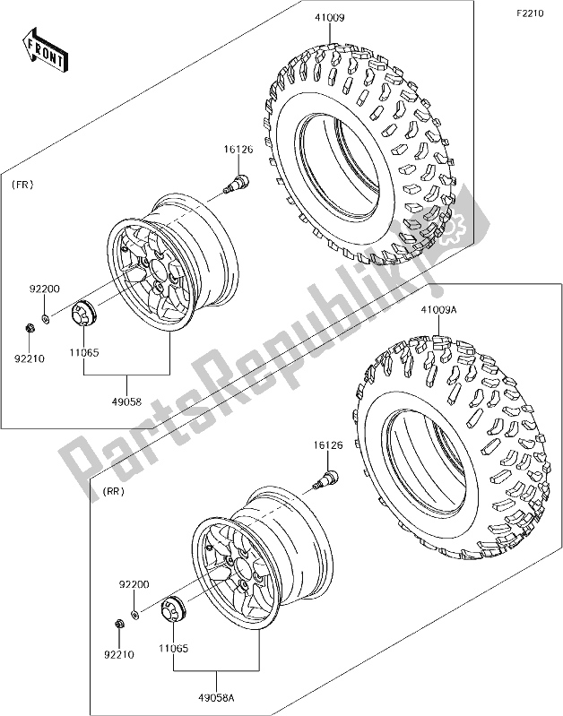 All parts for the 38 Tires(gff-ghf) of the Kawasaki KVF 750 Brute Force 4X4 I 2017