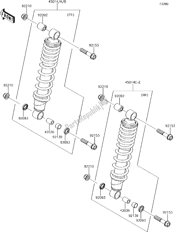 Wszystkie części do 43 Shock Absorber(s) Kawasaki KVF 750 Brute Force 4X4 I 2017