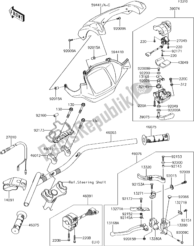 All parts for the 46-1handlebar of the Kawasaki KVF 750 Brute Force 4X4 I 2017