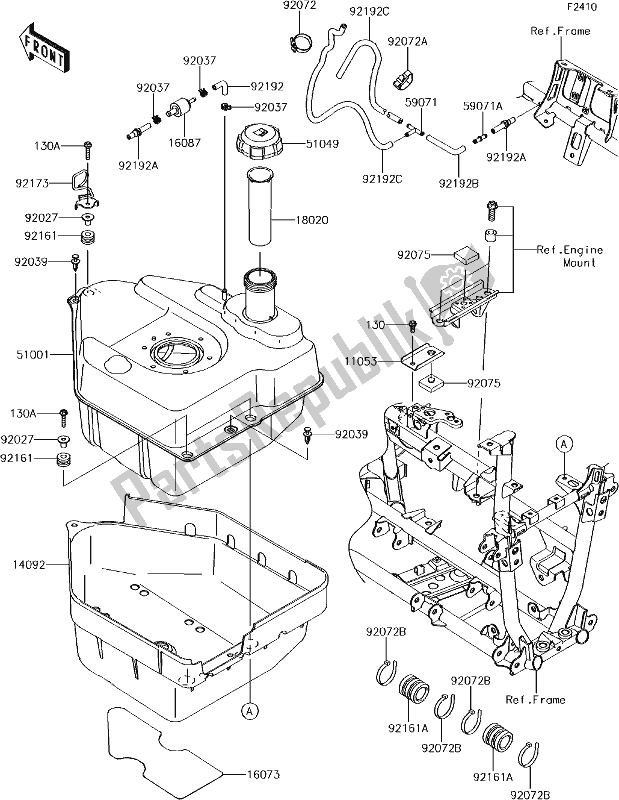 All parts for the 47 Fuel Tank of the Kawasaki KVF 750 Brute Force 4X4 I 2017