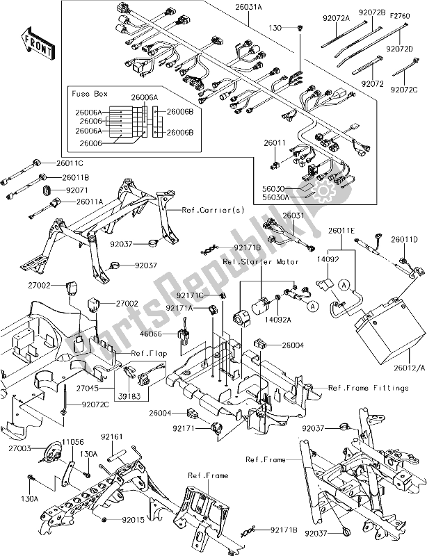 All parts for the 56 Chassis Electrical Equipment of the Kawasaki KVF 750 Brute Force 4X4 I 2017