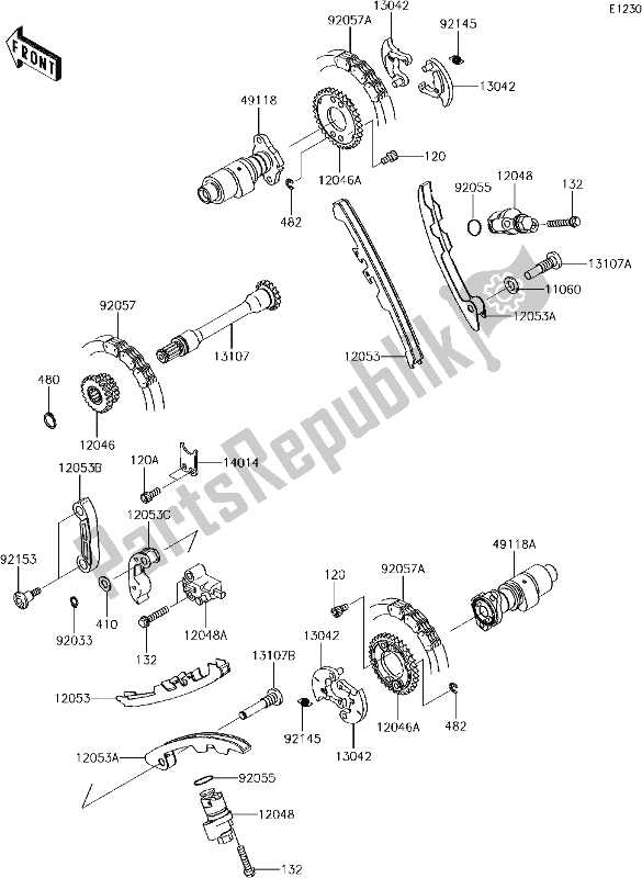 Alle onderdelen voor de 6 Camshaft(s)/tensioner van de Kawasaki KVF 750 Brute Force 4X4 I 2017