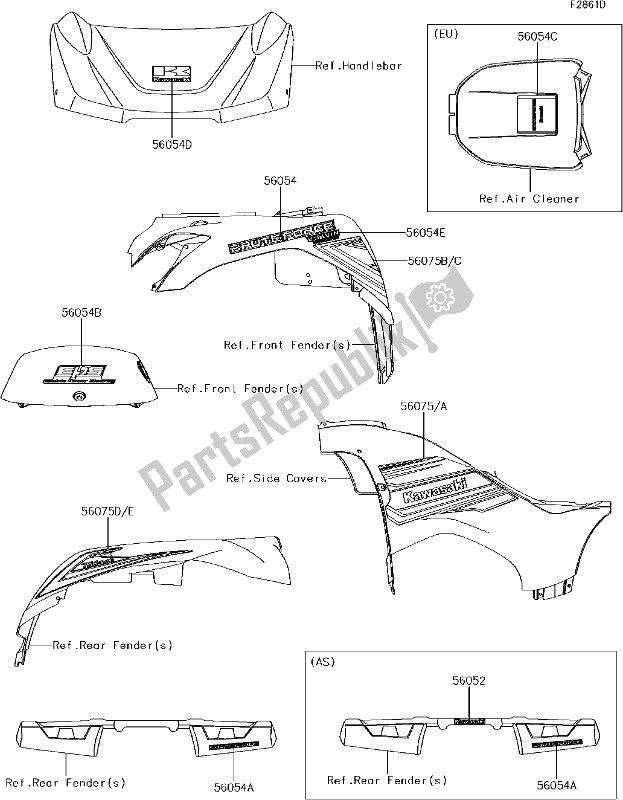 All parts for the 65 Decals(black)(ghf) of the Kawasaki KVF 750 Brute Force 4X4 I 2017