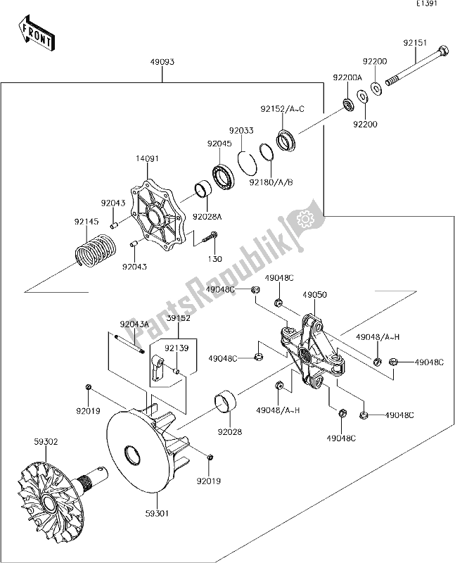 Tutte le parti per il 10 Drive Converter del Kawasaki KVF 750 Brute Force 4X4 I 2018