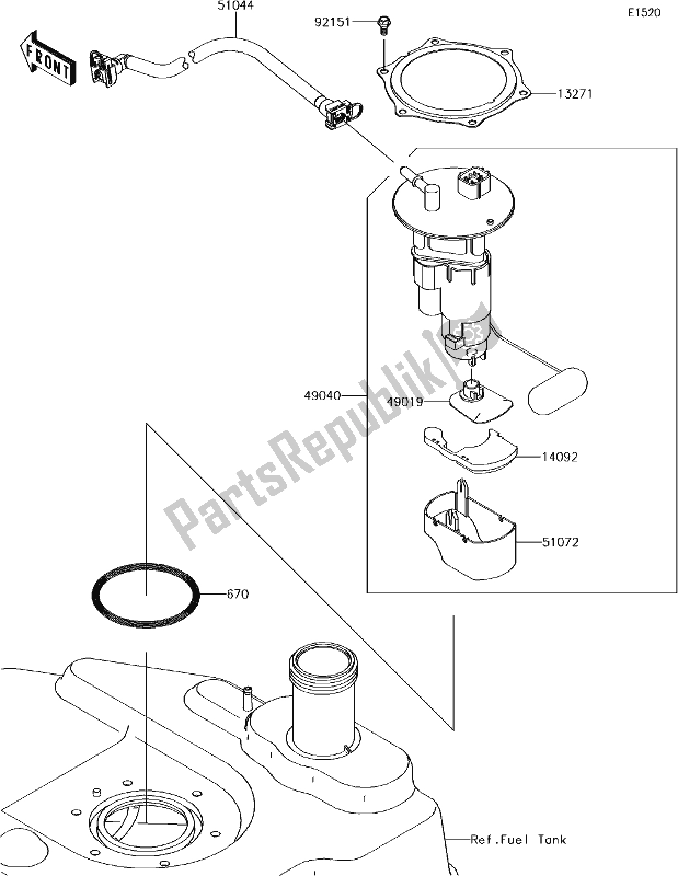 Tutte le parti per il 16 Fuel Pump del Kawasaki KVF 750 Brute Force 4X4 I 2018