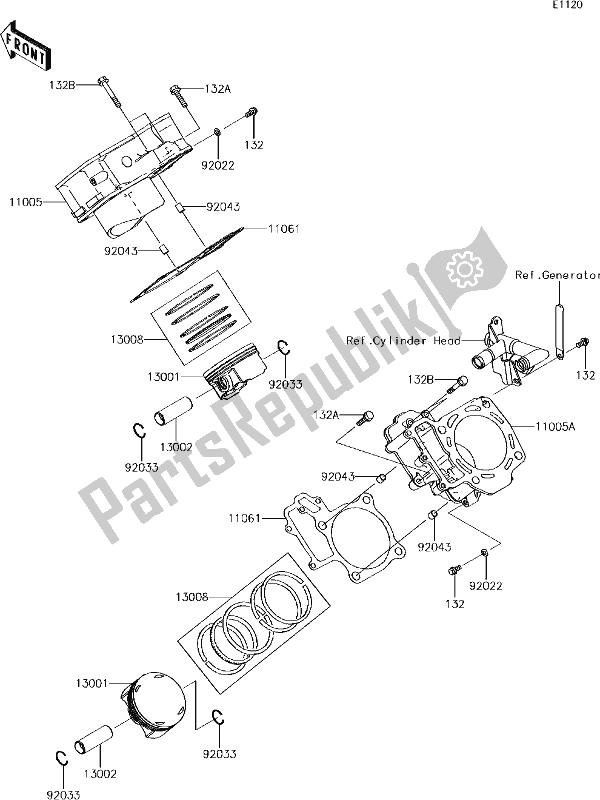 Tutte le parti per il 2 Cylinder/piston(s) del Kawasaki KVF 750 Brute Force 4X4 I 2018