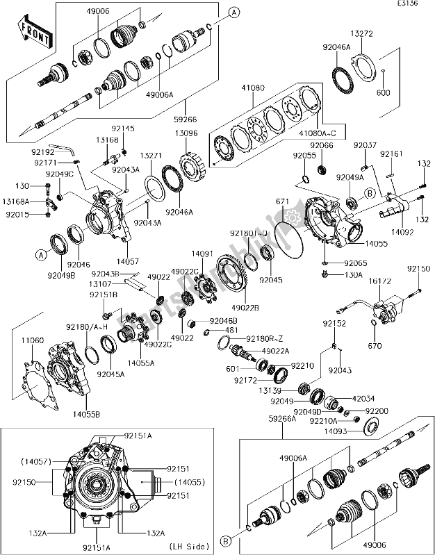 All parts for the 25-2drive Shaft-front of the Kawasaki KVF 750 Brute Force 4X4 I 2018