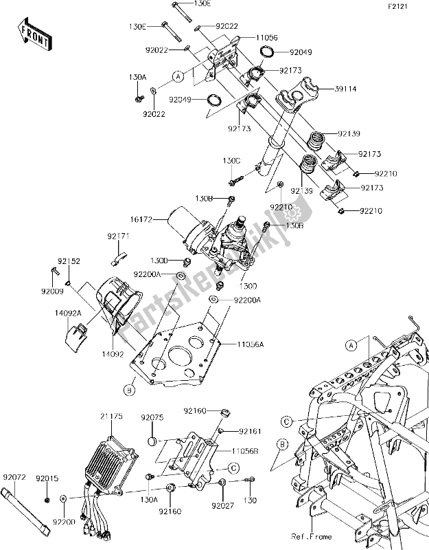 Alle onderdelen voor de 29 Steering Shaft van de Kawasaki KVF 750 Brute Force 4X4 I 2018