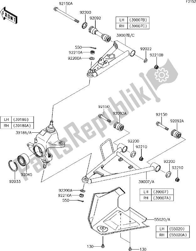 Tutte le parti per il 32 Front Suspension del Kawasaki KVF 750 Brute Force 4X4 I 2018