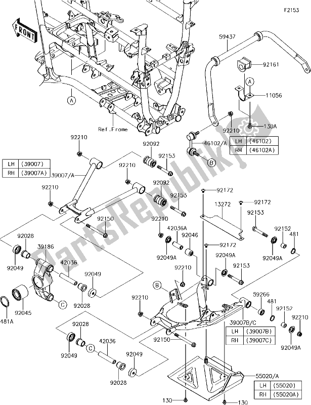 Tutte le parti per il 33 Rear Suspension del Kawasaki KVF 750 Brute Force 4X4 I 2018